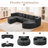 Boneless Modular Sectional 114.9" With Unique Curved Modules, Comfortable Seating, And Boucle Fabric For Living Room, 6 Seats, Black - Combined Design, Deep Soft & Wear Proof-912797756-912797744
