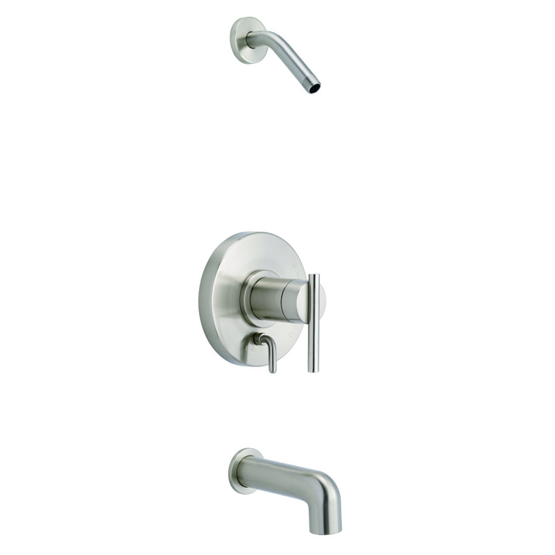 Baignoire Parma 1H, ensemble de garniture de douche et cartouche Treysta, Nickel brossé
