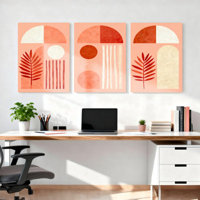 Art mural abstrait sur toile à motif abstrait botanique et géométrique, impression minimaliste moderne (ensemble de 3)