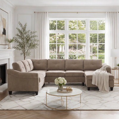 U-Shaped Sectional Sofa Chenille Modular Couch for Spacious Living Room Comfort