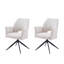 Ensemble de chaises de salle à manger en tissu composé de 2 chaises rotatives modernes à coussin souple, d'un fauteuil à dossier confortable, d'un fauteuil roulant de cuisine / salon / bureau à domicile, blanc