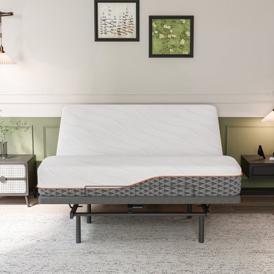 Lit réglable avec matelas hybride de 12 po, massage, télécommande sans fil, contrôle des applications, gravité zéro, éclairage sous le lit, ports USB et de type C des deux côtés