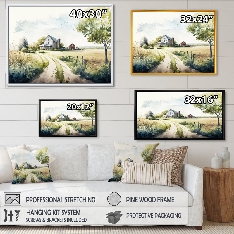 «Welcome To The Farm IV», art mural sur toile, H 24 po x l 32 po x P 1 po, Cadre flottant doré