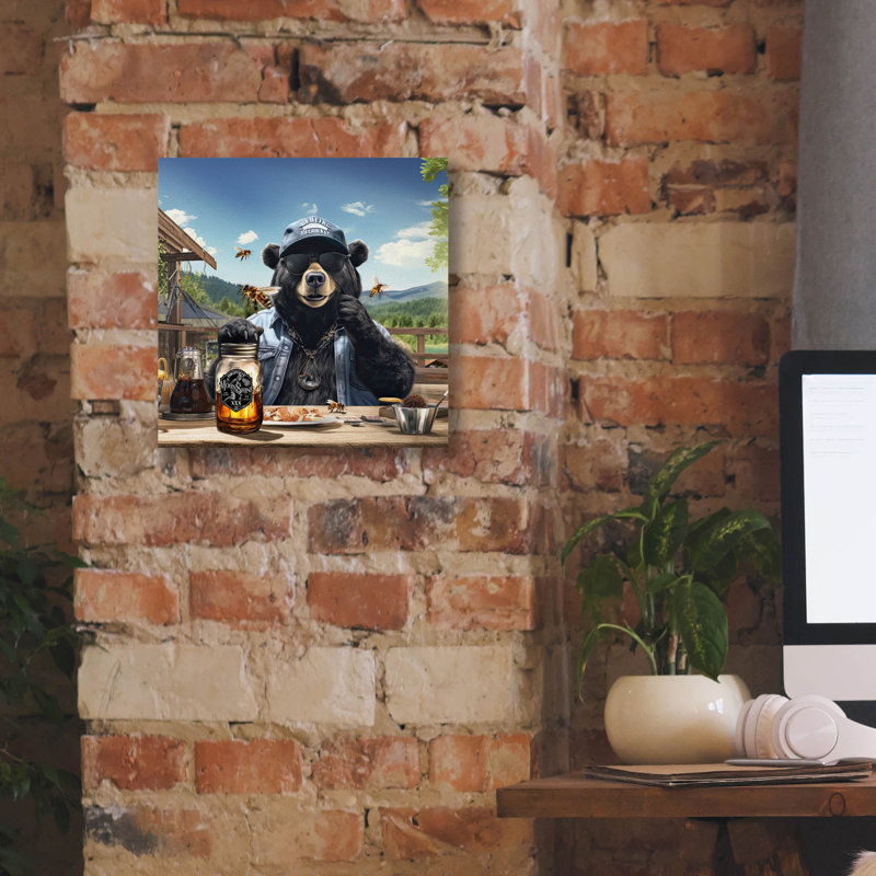  «Cool Bear Moonshine Buzz» par Jim Baldwin, art mural sur toile, 12 po x 12 po