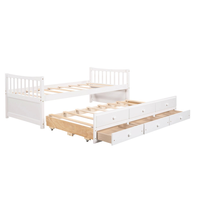Daybed With Trundle And Drawers, Twin Size, White