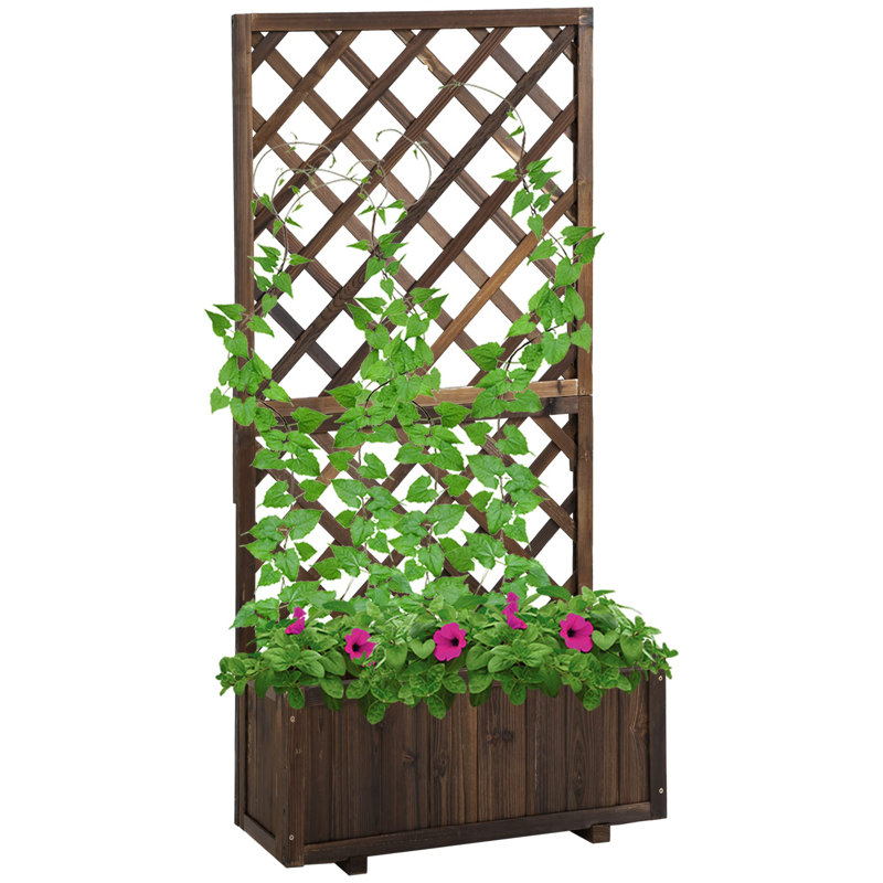 Wood Elevated Planter, Carbonised Finish