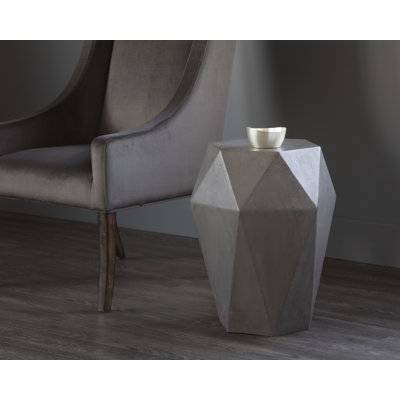 Keyshawn Concrete Top End Table - Grey
