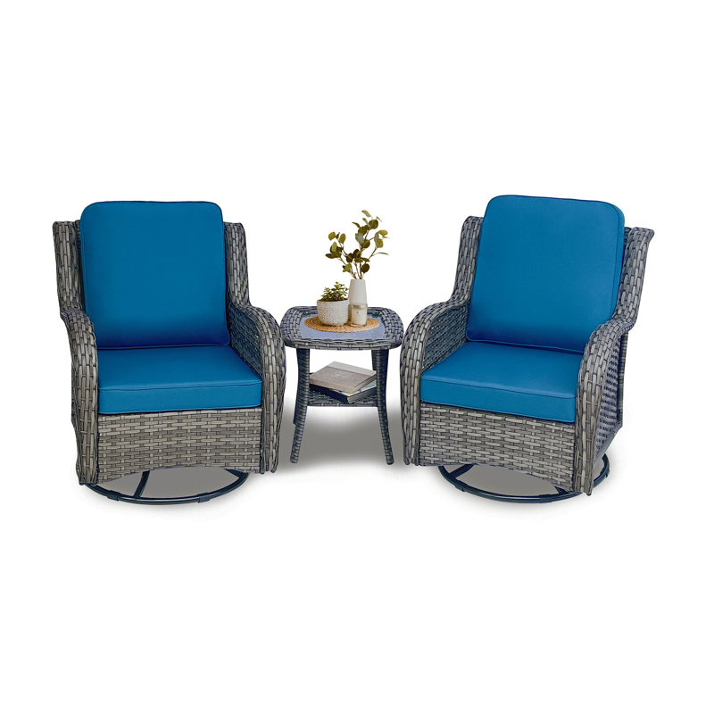 Ensemble de mobilier de patio en osier - Ensemble de conversation 3 pièces en rotin pour l'extérieur