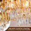 Modern Tiered Crystal Chandelier, Gold/Black, 15.7", E14 Base (No Bulb)-847700014