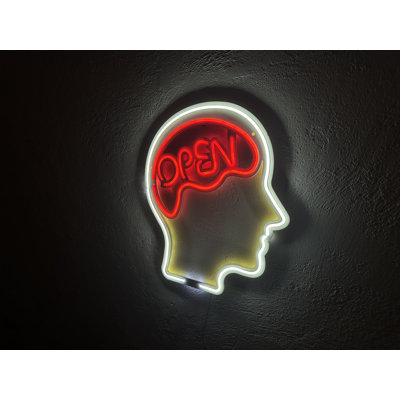 Open Mind Metal Neon Sign, Neon Sign, Neon Wall Art, Bright and Unique Neon Wall Art, Stunning Neon Sign for Anyroom (Without Remote Control)