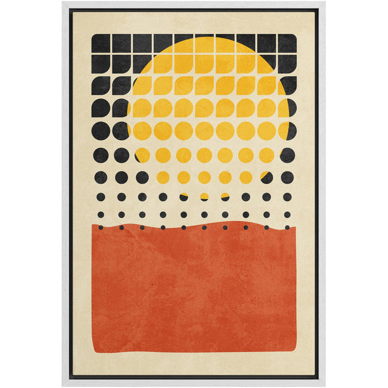 Motif de points géométriques quadrillés de soleil mid-century, impression sur toile, H 24 po x l 16 po x P 1,5 po, Blanc