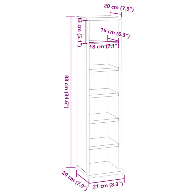 88 cm H Media Shelves, Sonoma Grey