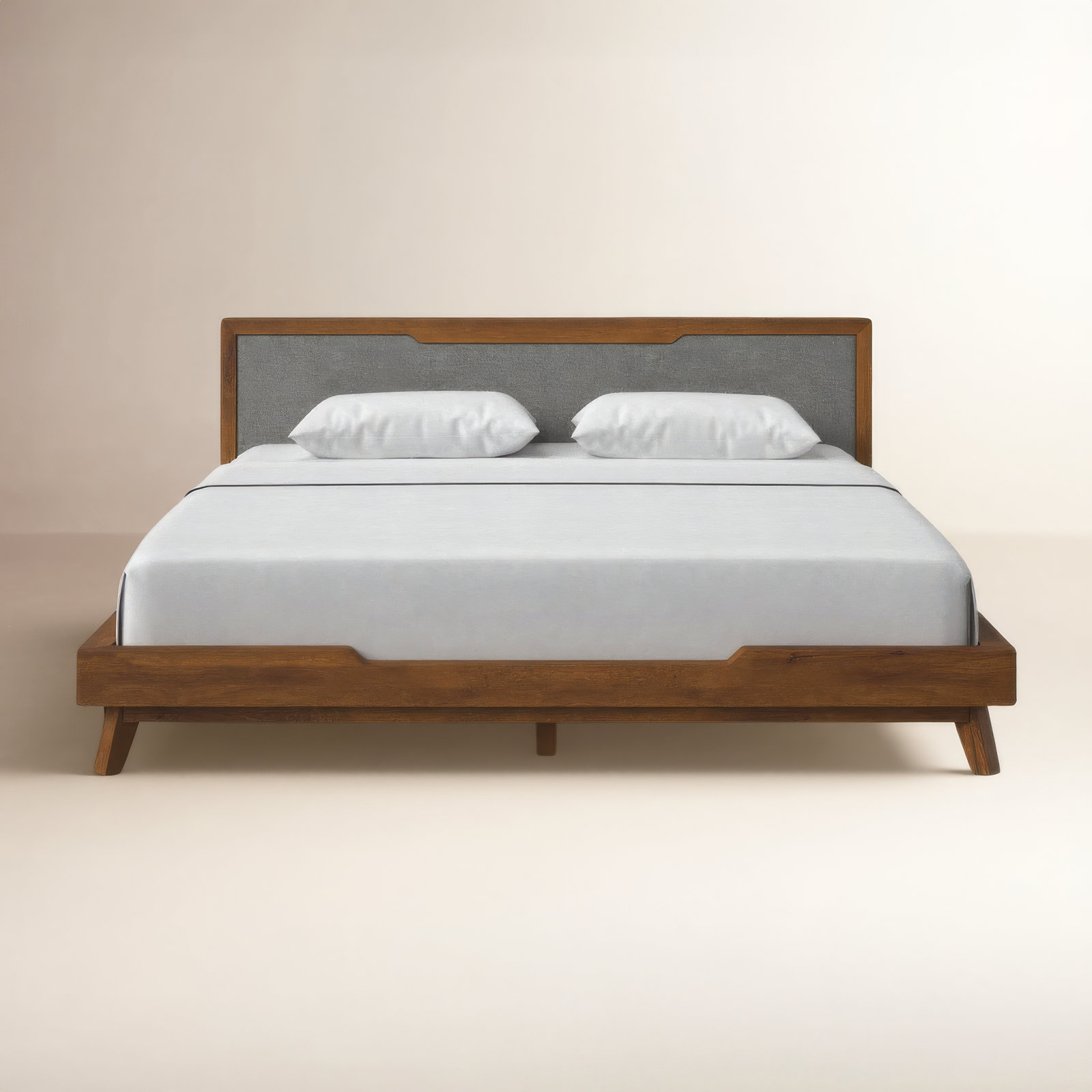 Glow Linen Upholstered Bed, King, Walnut