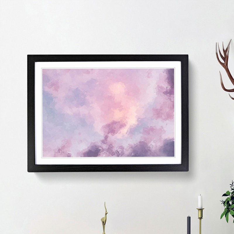 Cloud Mist In Abstract - Picture Frame Painting Print, 27cm H x 36cm W x 2cm D, Black Framed