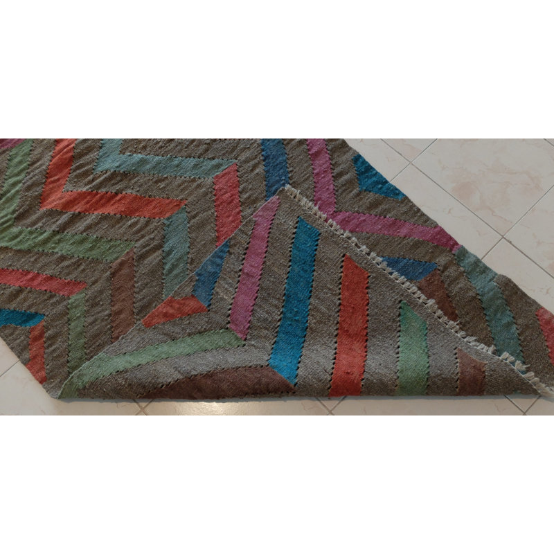 Riendeau Rectangle 100 cm x 190 cm Chevron Hand Woven Kilim Area Rug, Cotton/Wool