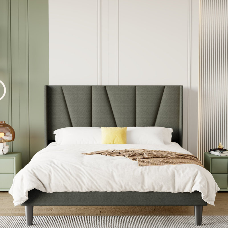 Gyda Upholstered Platform Bed, Queen, Dark Gray