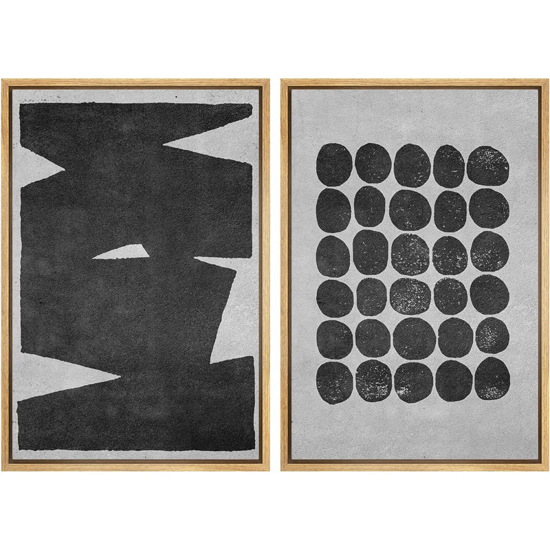 Formes rectangulaires noires et cercles empilés, art géométrique abstrait contemporain noir foncé, H 24 po x l 16 po