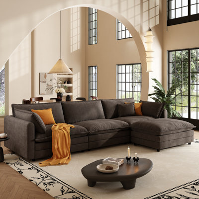 114" Sectional Sofa Comfy Cloud Couch For Living Room Modern Sofa Sleeper Deep Couches With Ottoman