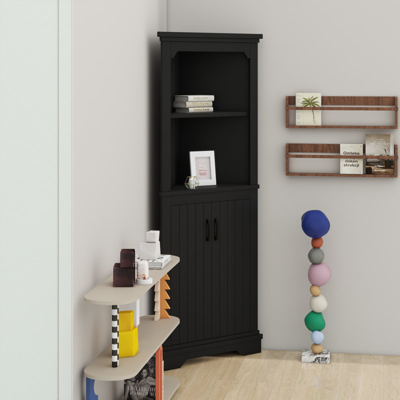 Grande armoire d'angle avec portes, Noir