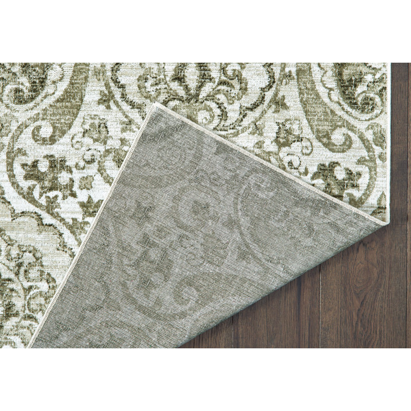 Tapis oriental olive / crème Hudson Oaks, Rectangle 1 pi 11 po x 3 pi 3 po