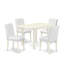 L'ensemble de table de cuisine 3 pièces contient une table de salle à manger rectangulaire avec Dropleaf et 2 chaises de salle à manger Parson en tissu de café, acajou-1440201862-1439909322-1439909321