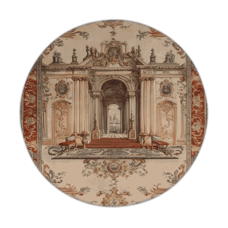 Tapis d'intérieur et d'extérieur brun français, Rond 5 pi
