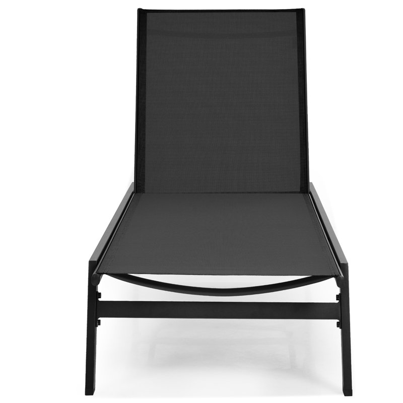Heroux Outdoor Metal Chaise Lounge, Black