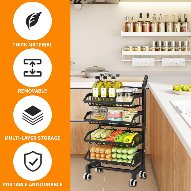 42cm W Metal Storage Rack with Wheels