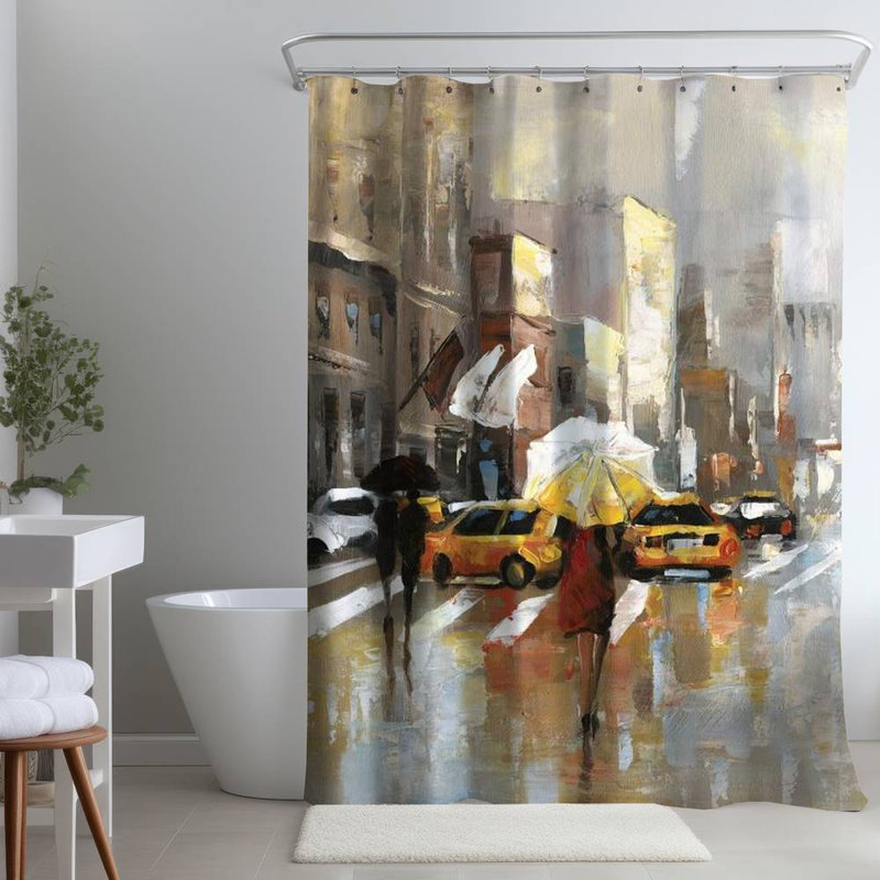 Shower Curtain CI18 – Polyester Shower Curtain, Dye Sublimation Print, 71" W × 74" L