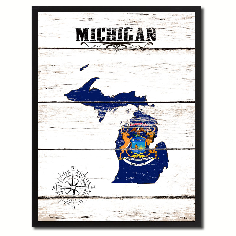 «Michigan State Vintage Flag», reproduction d'impression sur toile, H 39 po x l 28 po x P 1,2 po