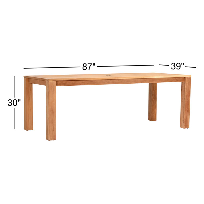Classic Outdoor Teak Dining Table, 87" L x 30" H x 39" D