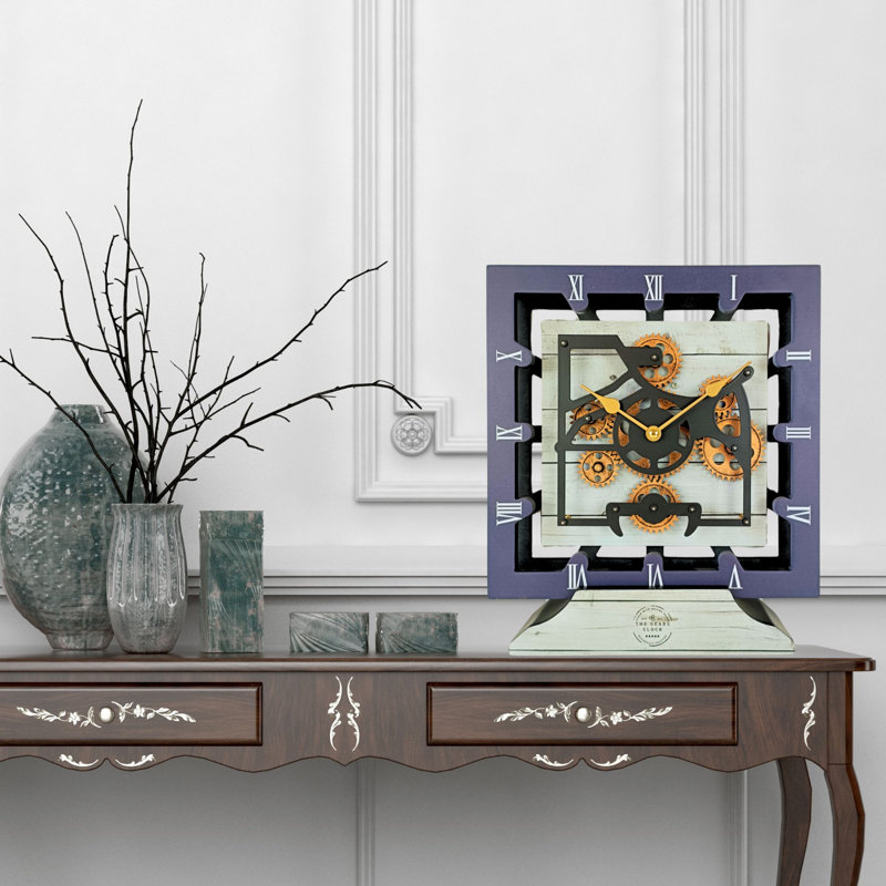 Solid Wood Wall Clock, White/Farmhouse