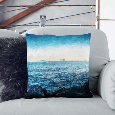 A Boat In The Distance In Abstract Square Throw Cushion