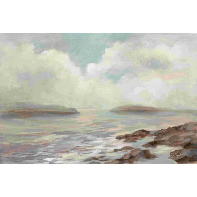 «Distant Island» par Silvia Vassileva - Peinture, H 8 po x l 12 po, Non, Toile tendue