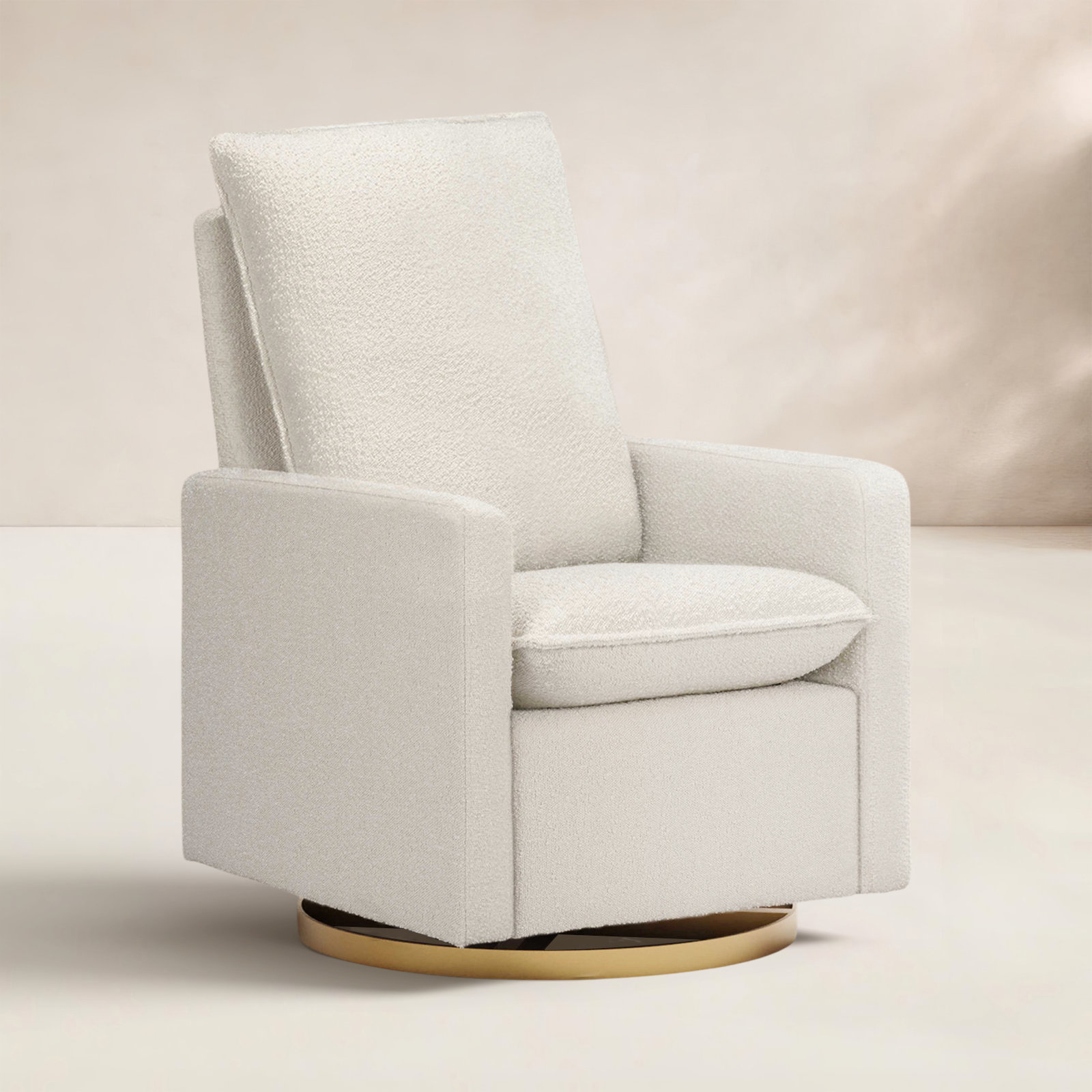 Cali Swivel Glider, Ivory Boucle/Gold Base
