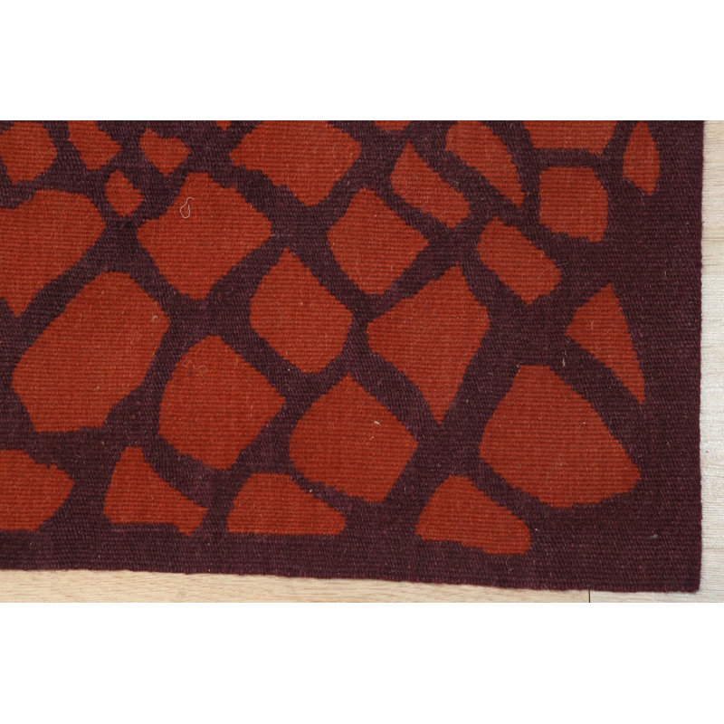 6x8 Coral Flat Weave Wool Fading Pebbles Geometric Modern Contemporary Carpet Rug, Gold/Orange/Yellow