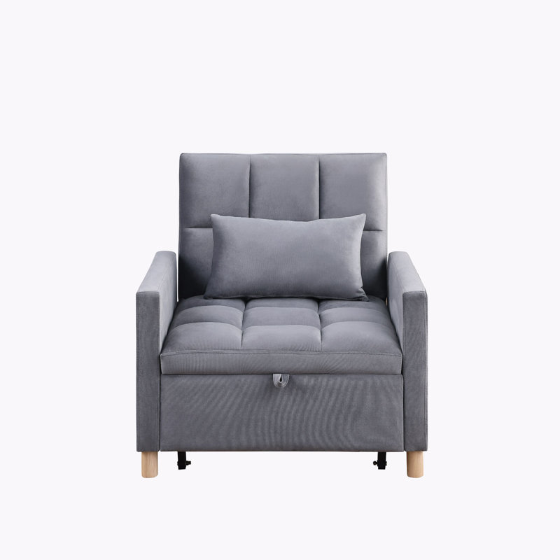 Somdath Sleeper Sofa Chair Bed Multi-Functional Sleeper Chair Upholstered Accent Chair, Gray Velvet