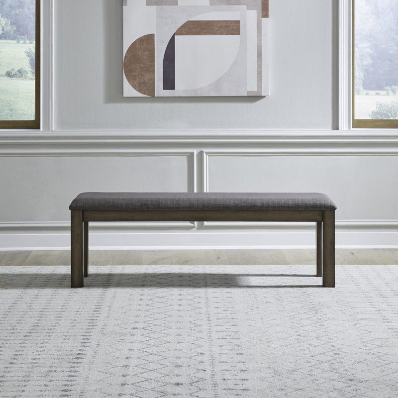Banc de salle à manger rembourré Luz, H 26 po x l 60 po x P 15 po, Brun
