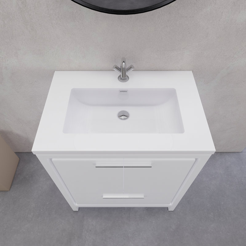 Ensemble de meuble-lavabo simple 29,6 po Eden, Blanc lustré