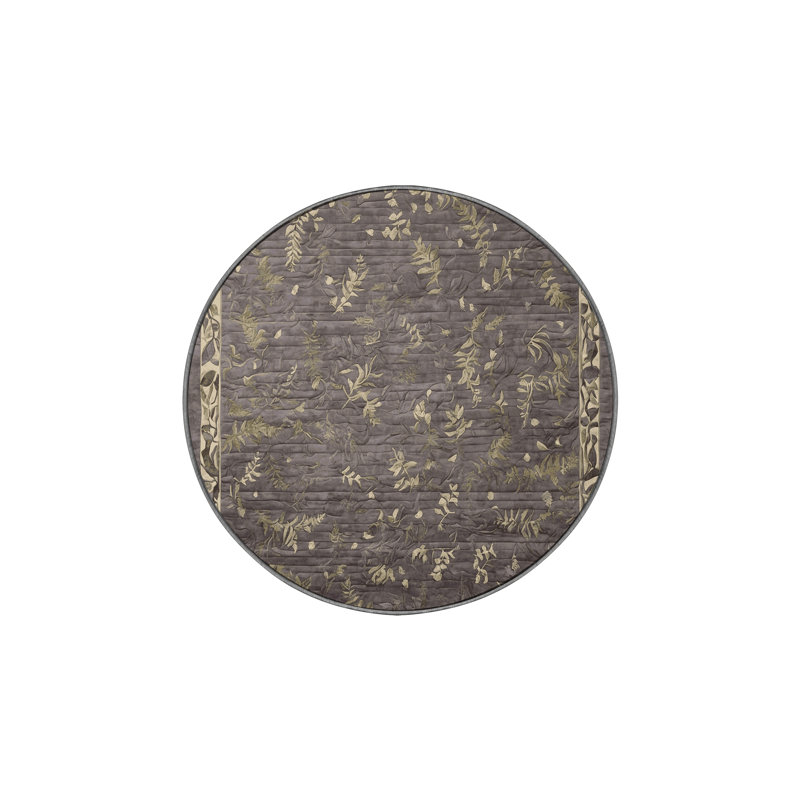Tapis gris lavable à la machine, Rond 4 pi