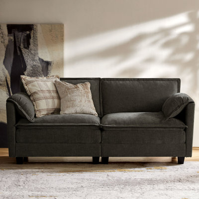Herrick 74"W Modern Elephant Ear-Shaped Armrests Sofa