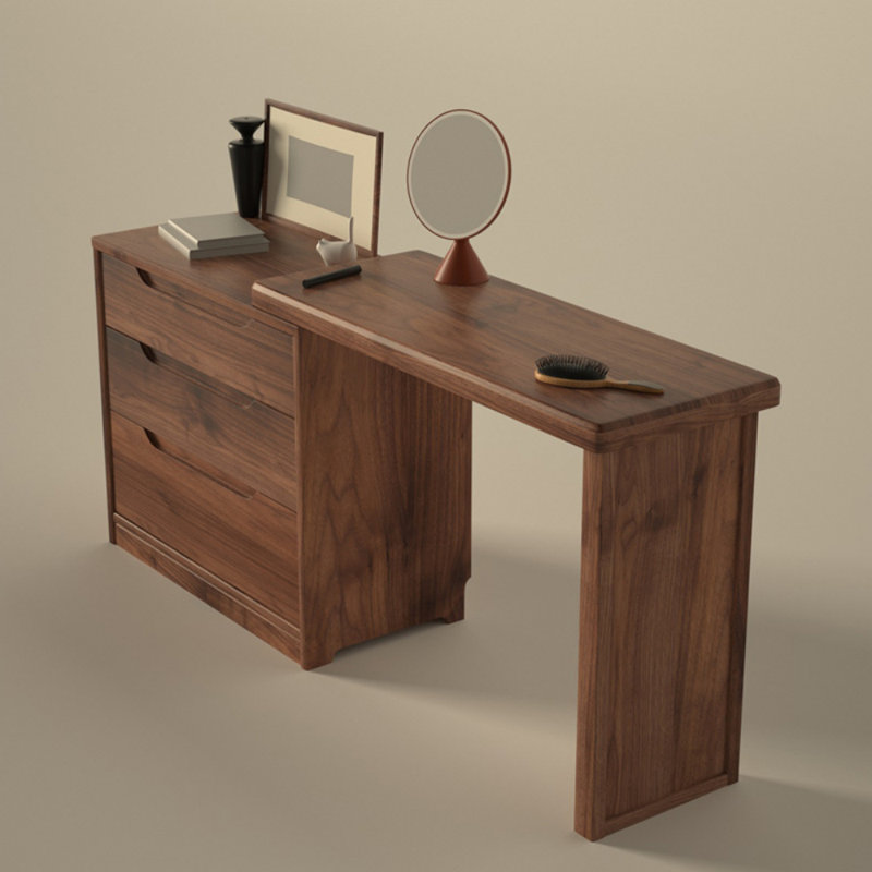 Commode rétractable en bois de noyer noir