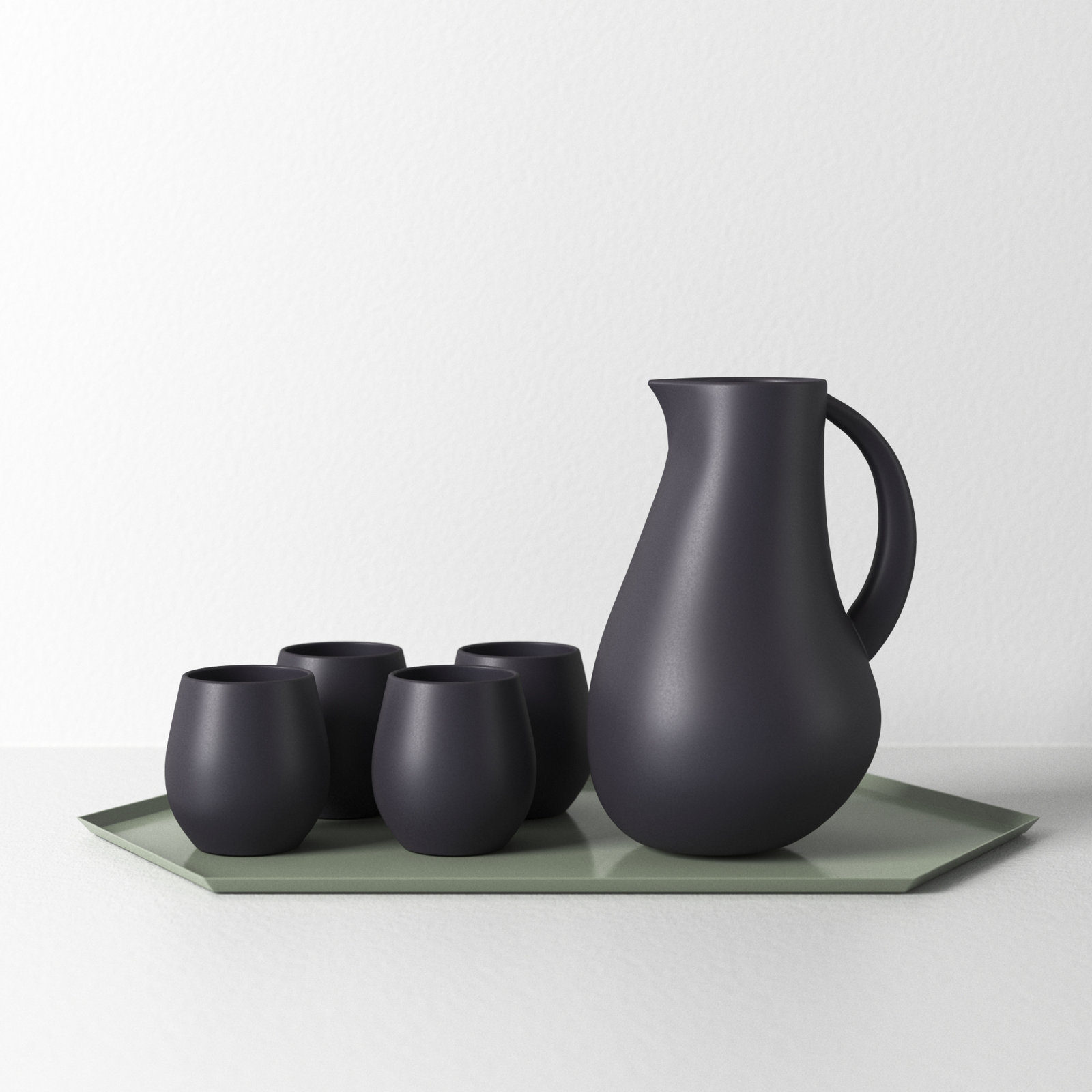Borgen 5-Piece Goblet and Pitcher Set, Basalt