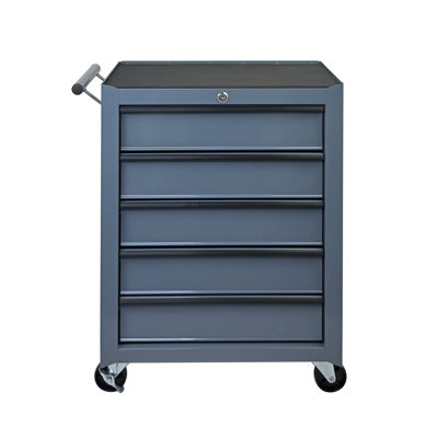 Rolling Metal Tool Chest with 5 Drawers, 20" 5-Drawer Tool Chest Cabinet with Ball Bearing Drawer Slides, Steel Tool Storage Box Organizer-GREY