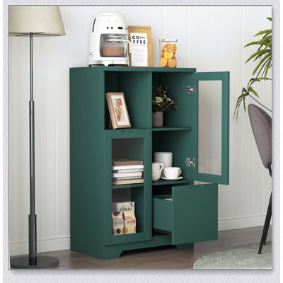 Armoire en bois avec 2 portes en verre et 2 espaces de rangement, 1 pièce