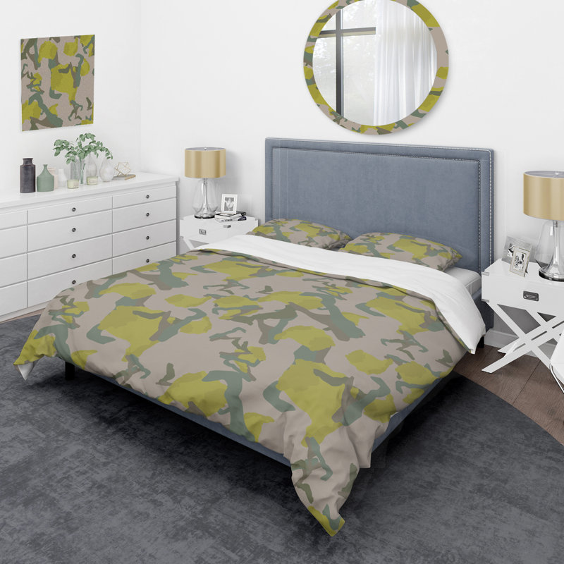 Ensemble de housse de couette en microfibre jaune / vert 3 pièces
