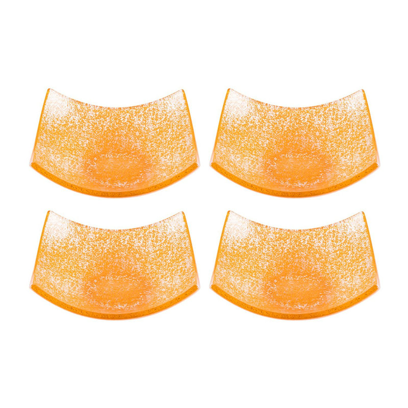 Vaisselle en verre 5,75 po x 5,75 po x H: 2 po 7 oz. Bol en verre orange carré (ensemble de 4)