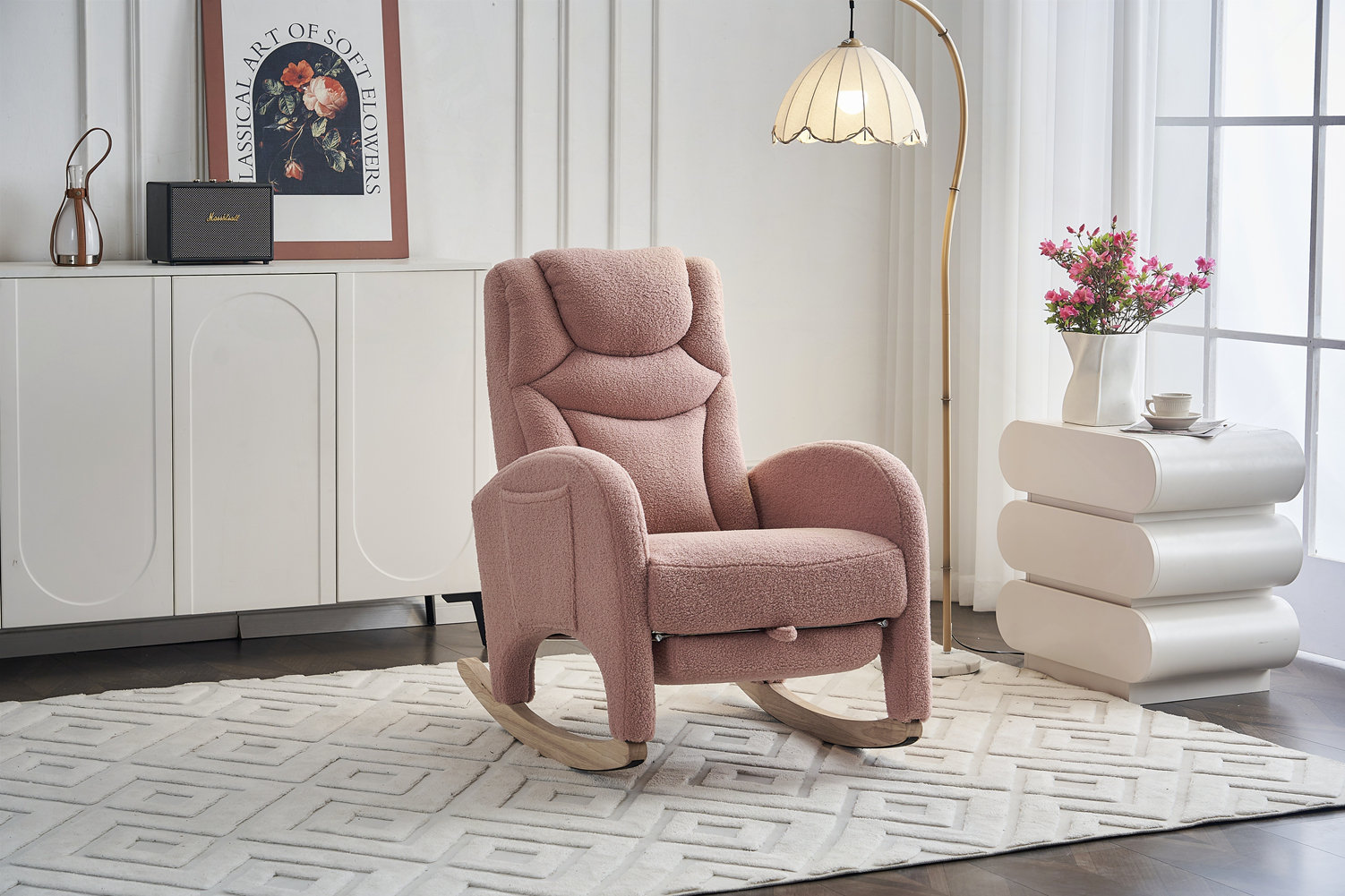 George Oliver Teddy Fabric Nursery Rocking Chair With Footrest ...
