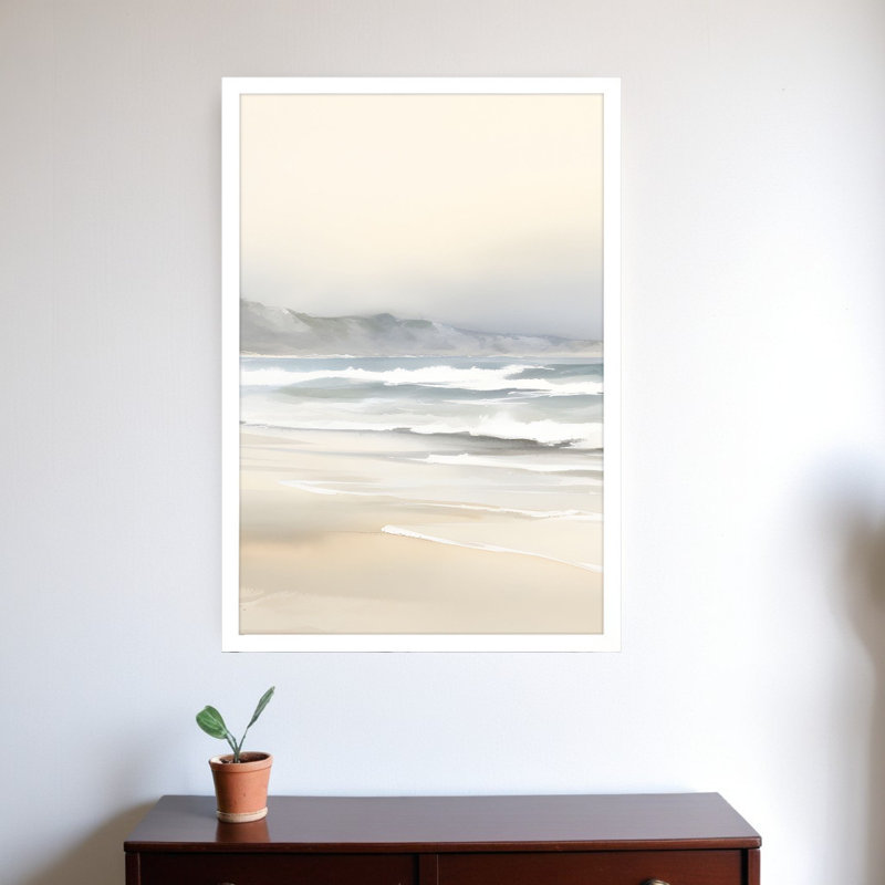 «Ocean Breeze I», art mural blanc encadré