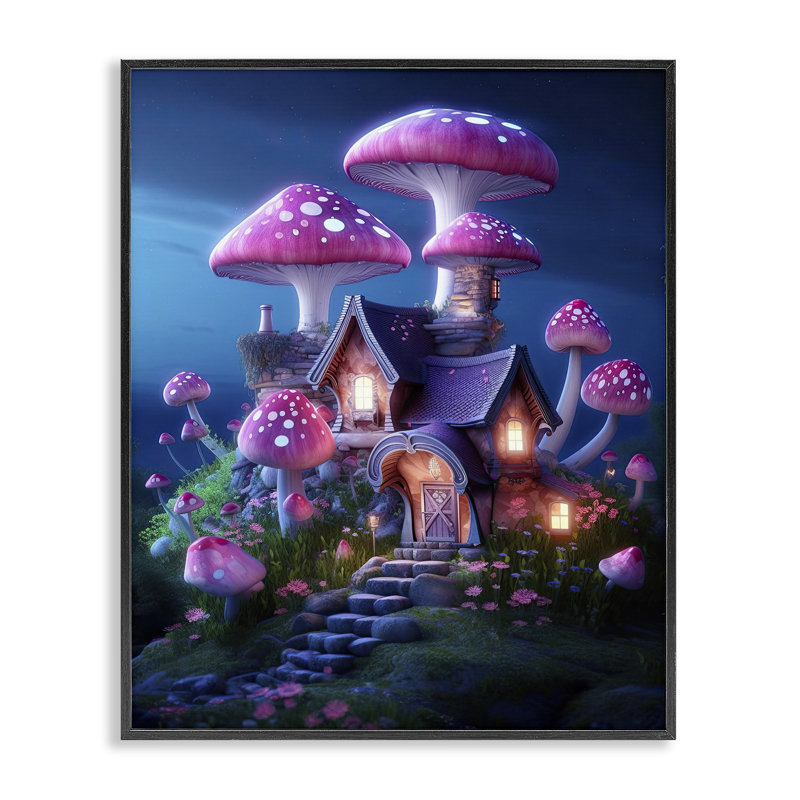 «Mystical Forest Cottage», estampe numérique par Sasha, Giclée encadrée noir minuit, H 14 po x l 11 po